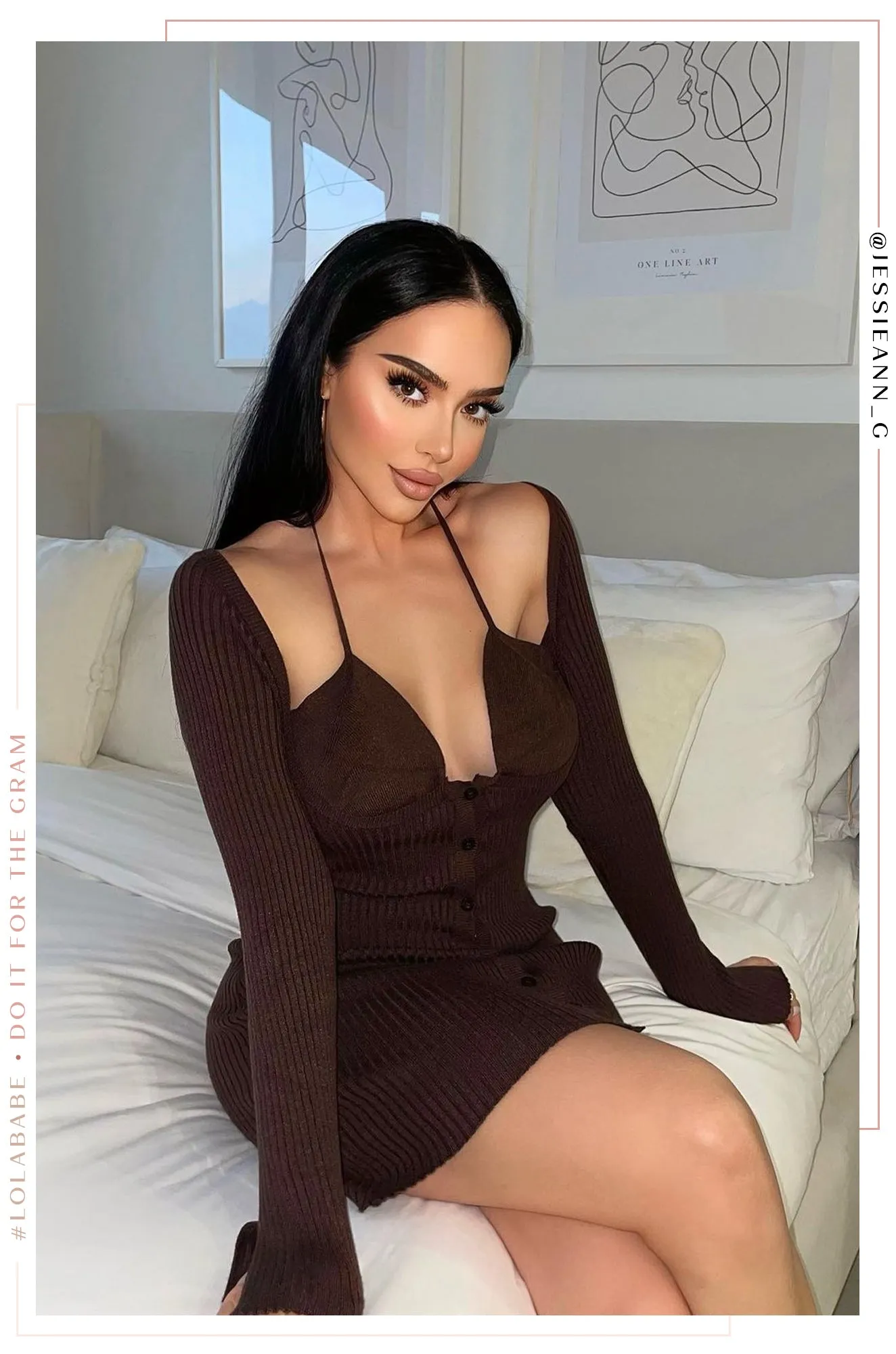 Crazy For You Knit Mini Dress - Brown