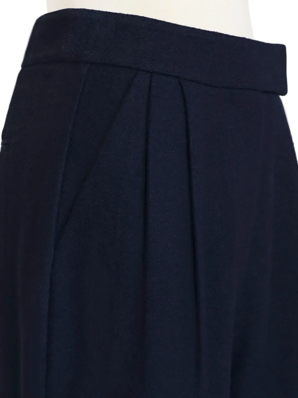Dark Navy Wide Leg Luxury Fine Wool Trousers