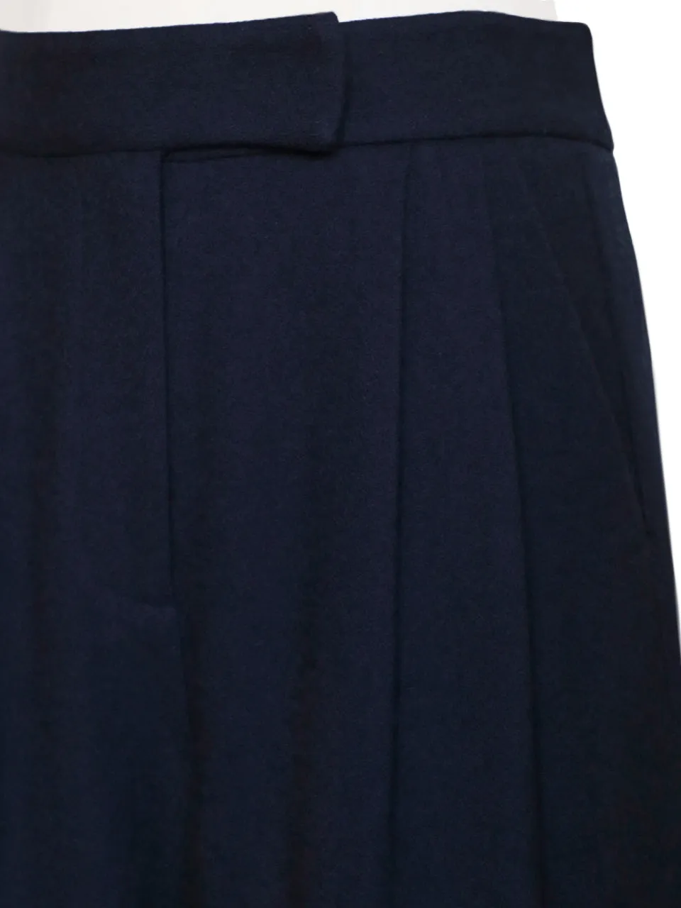 Dark Navy Wide Leg Luxury Fine Wool Trousers