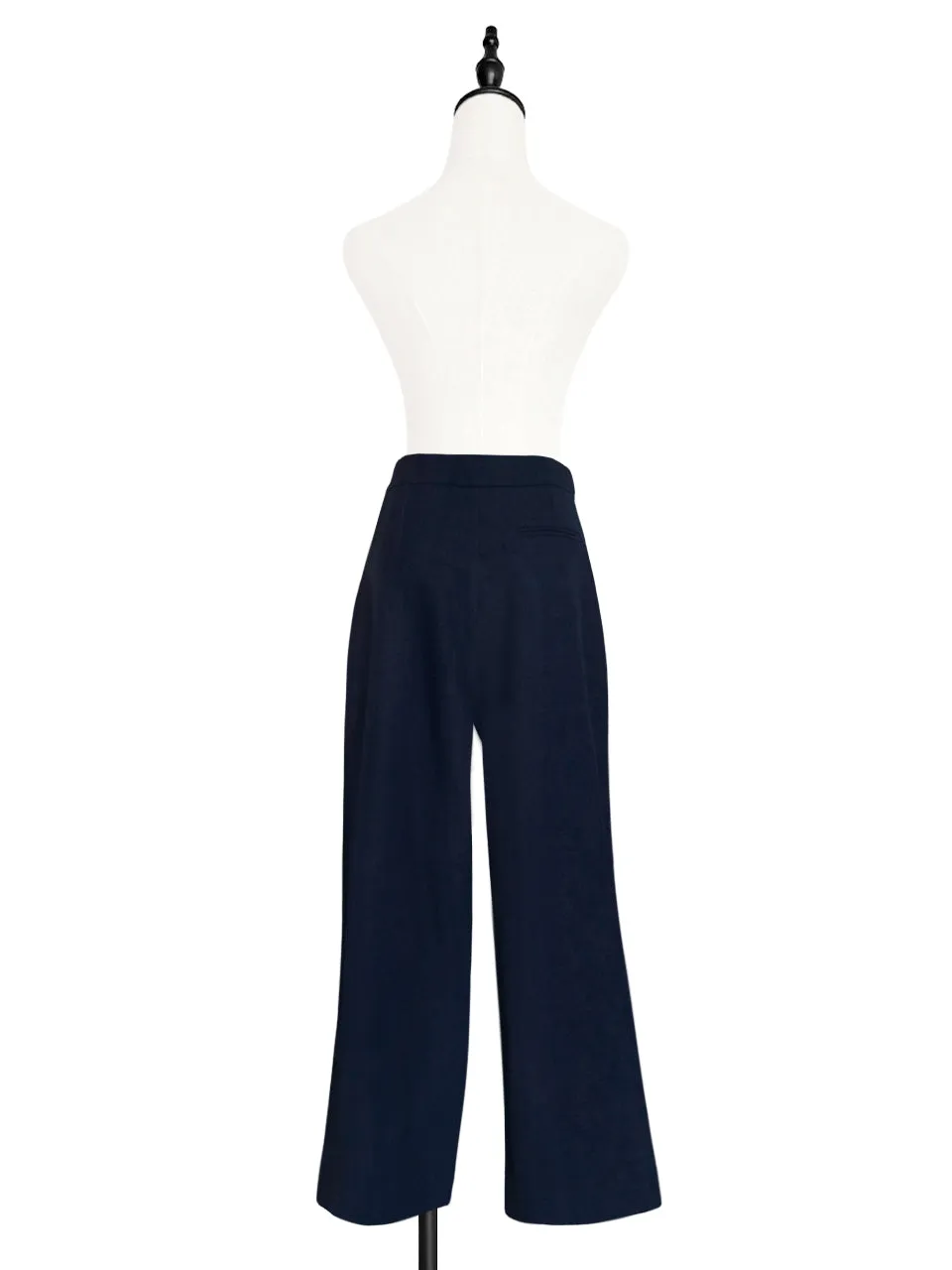 Dark Navy Wide Leg Luxury Fine Wool Trousers