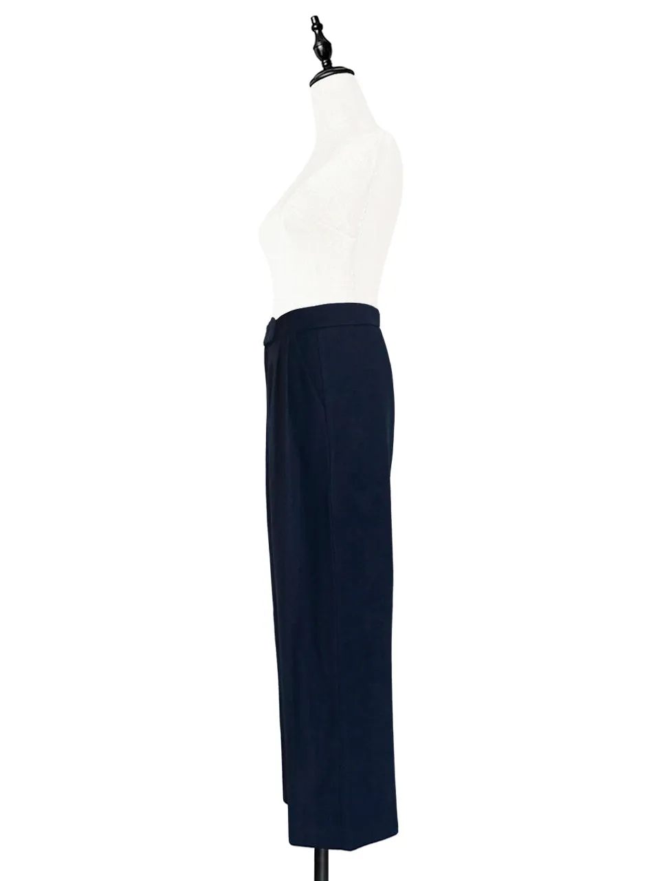 Dark Navy Wide Leg Luxury Fine Wool Trousers