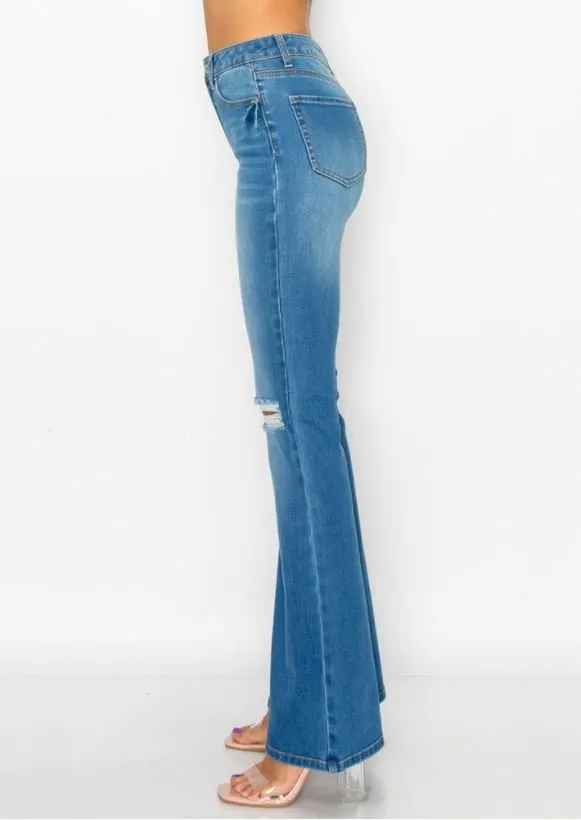 DESTRUCTED FLARE JEANS