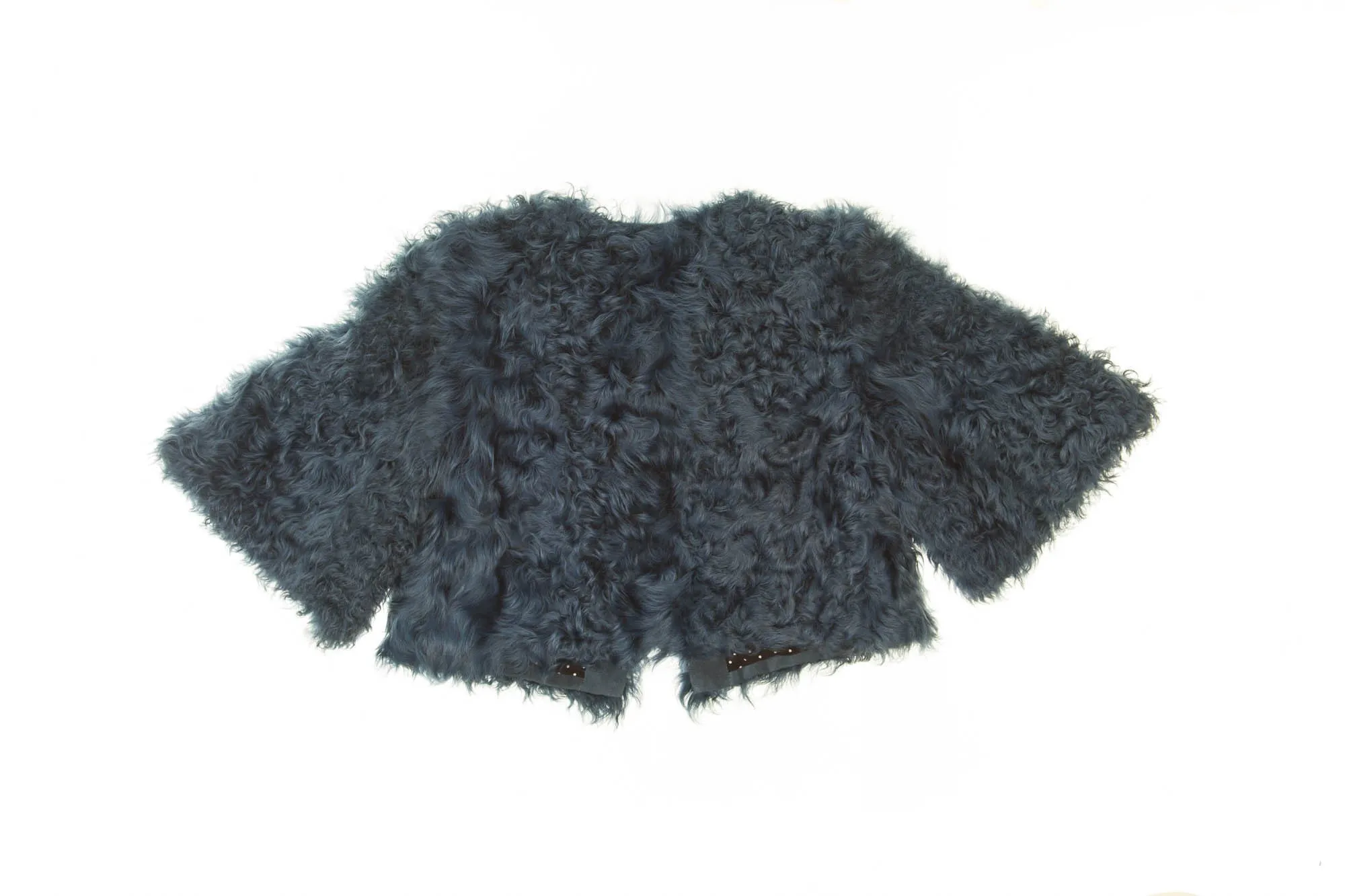 Dolce & Gabbana -  Fur Blue 3/4 Sleeve Jacket IT 44