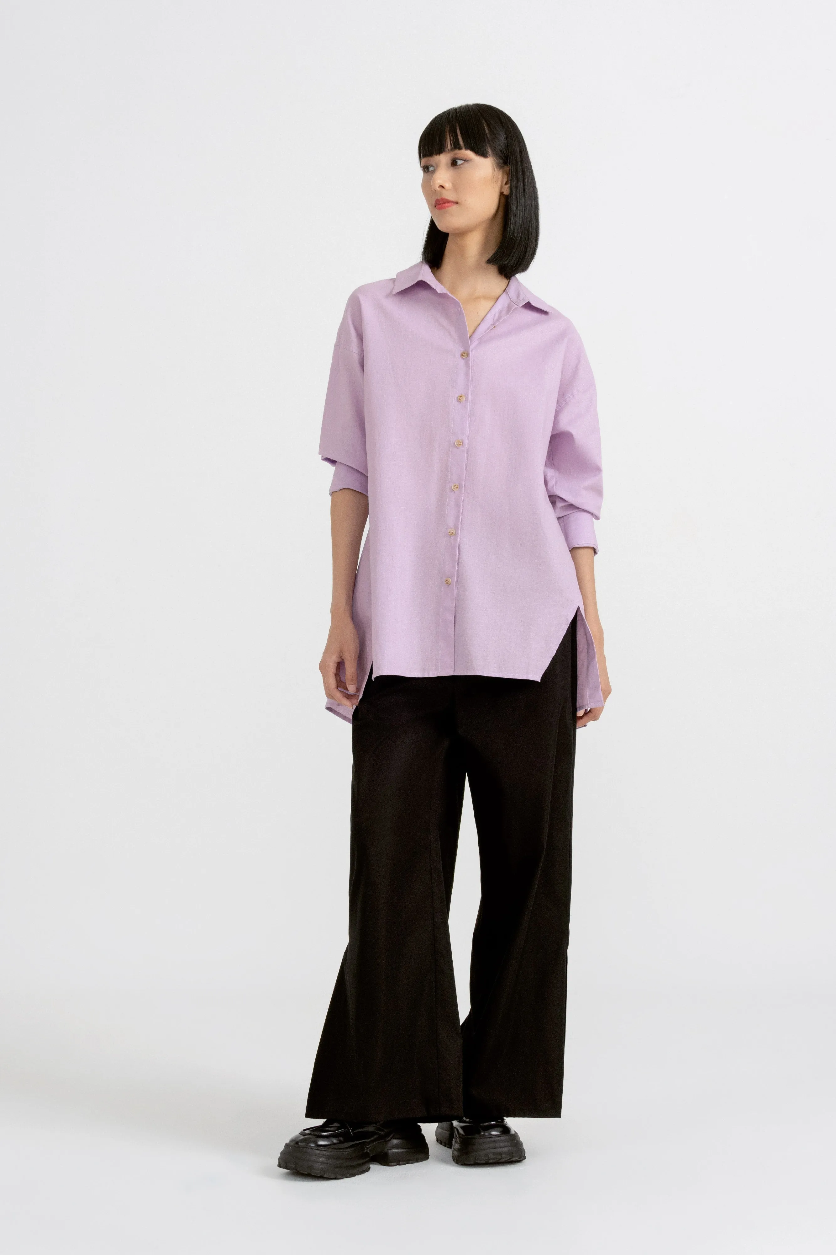 Donna Pleated-Hem Pants in Obsidian Black