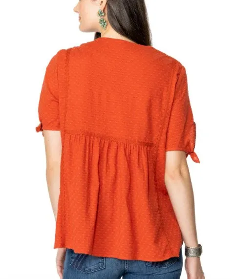 Double D Ranch Rose Scroll Top - Red