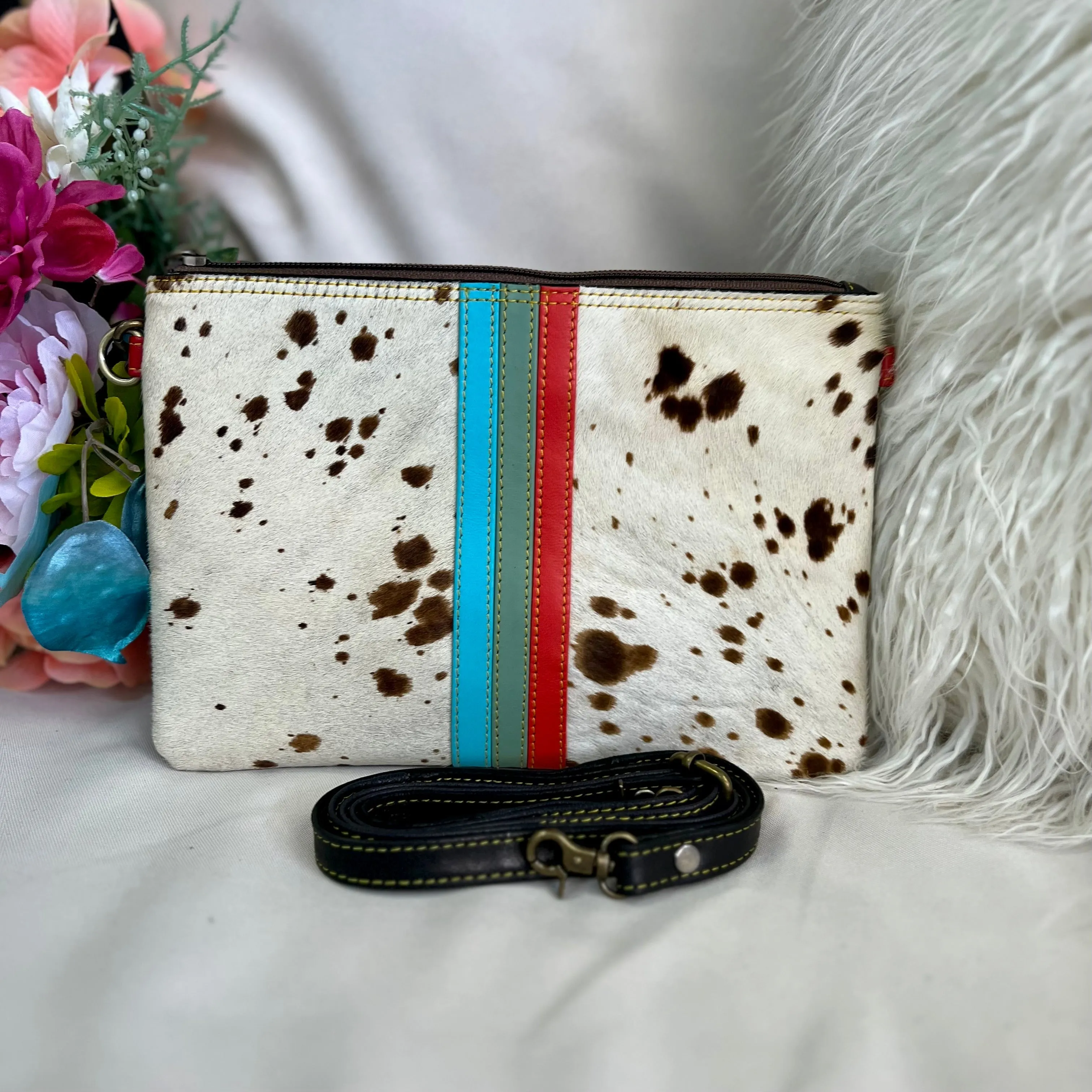 Evie Striped Leather Wristlet and Crossbody- 3 Colors