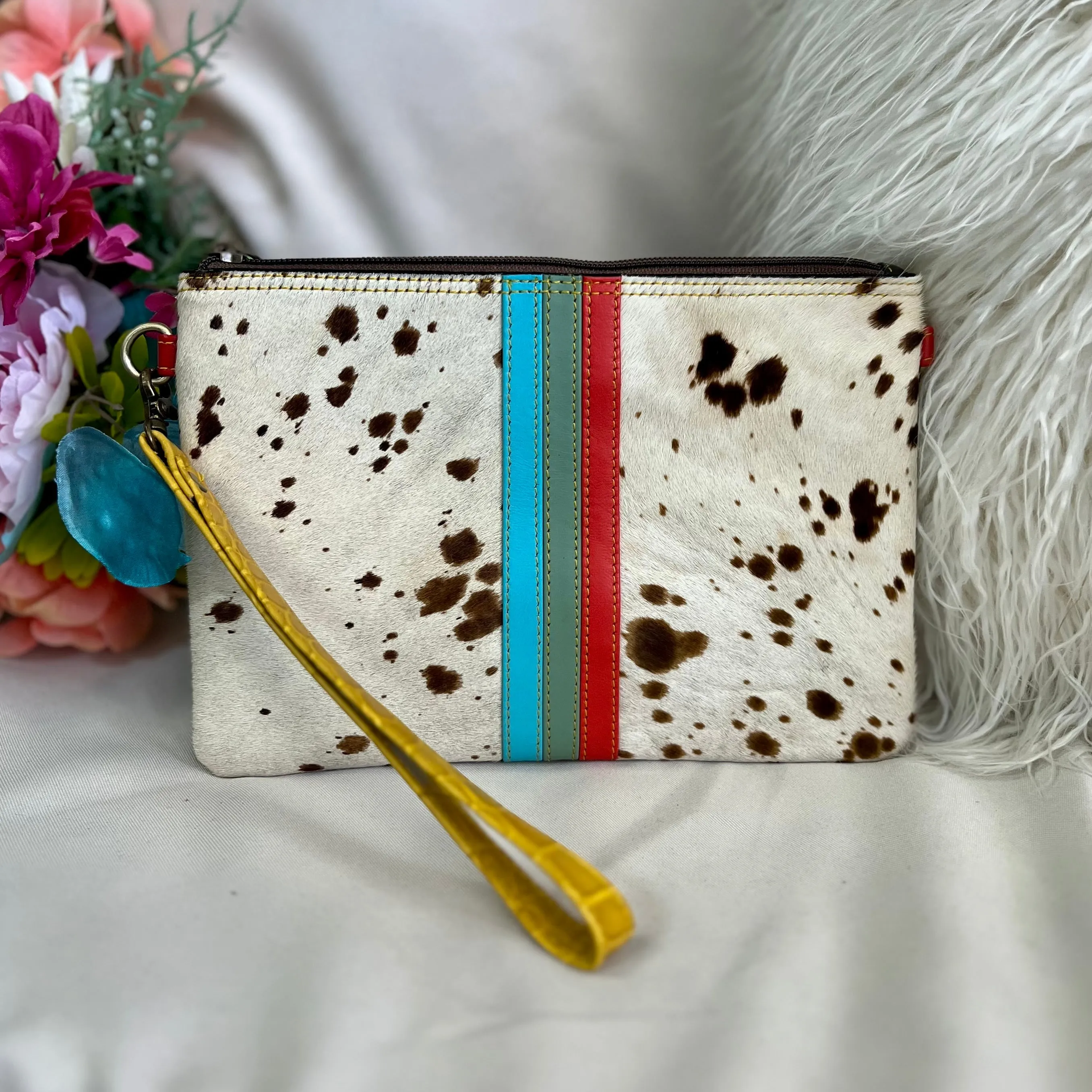 Evie Striped Leather Wristlet and Crossbody- 3 Colors