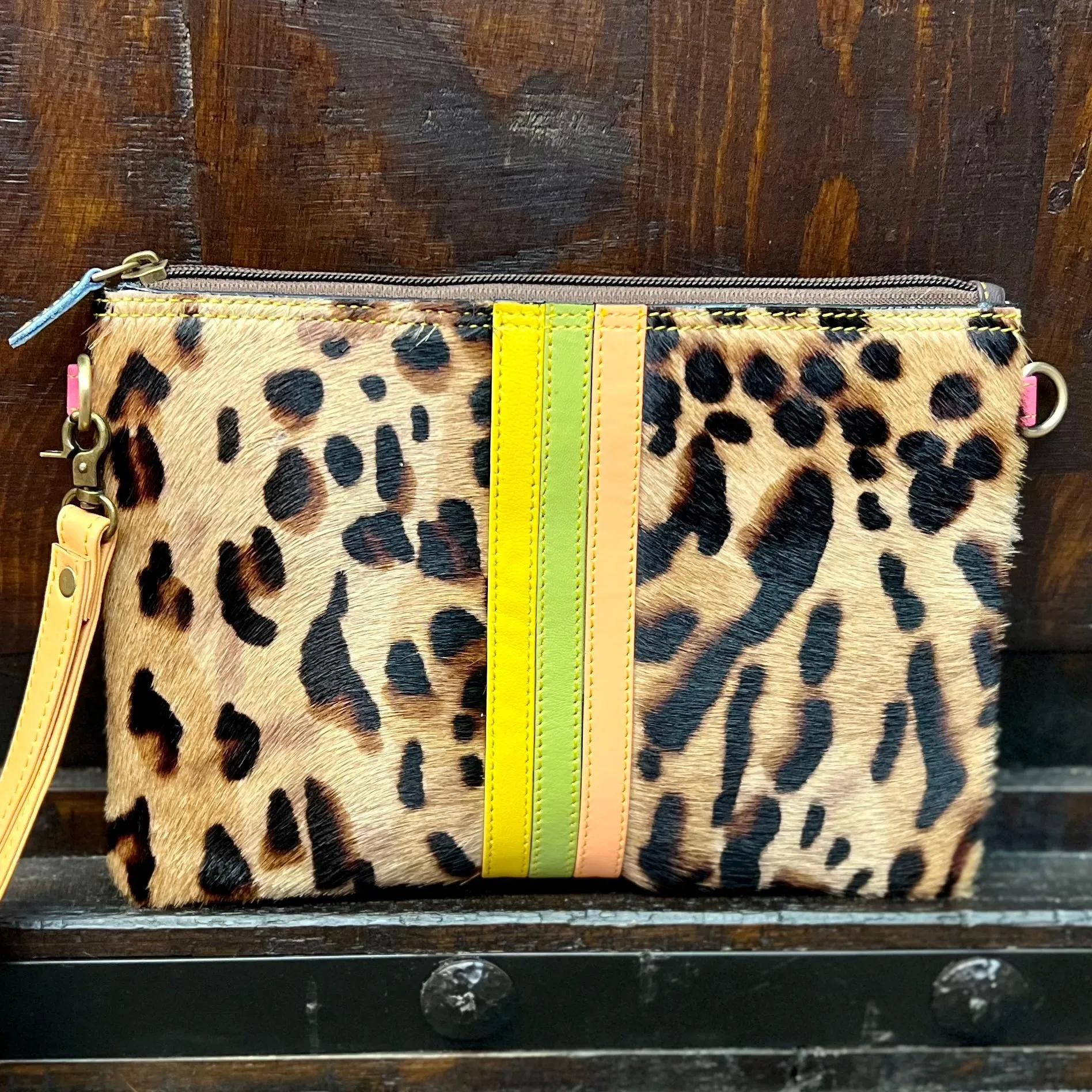Evie Striped Leather Wristlet and Crossbody- 3 Colors
