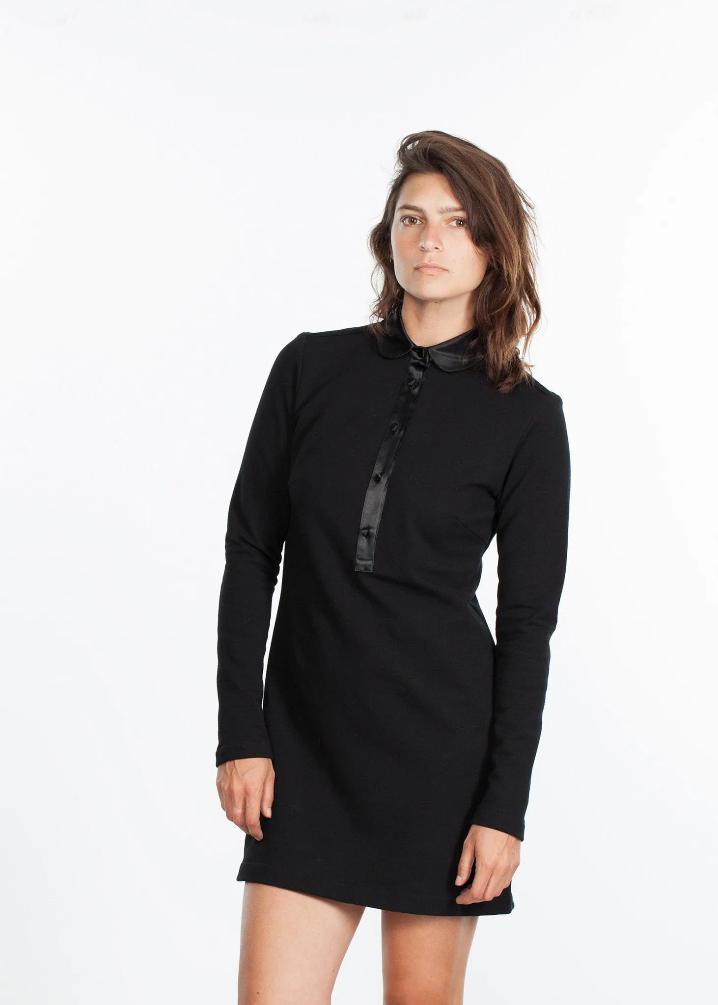 Fleece Jersey Dress in Black -UEB