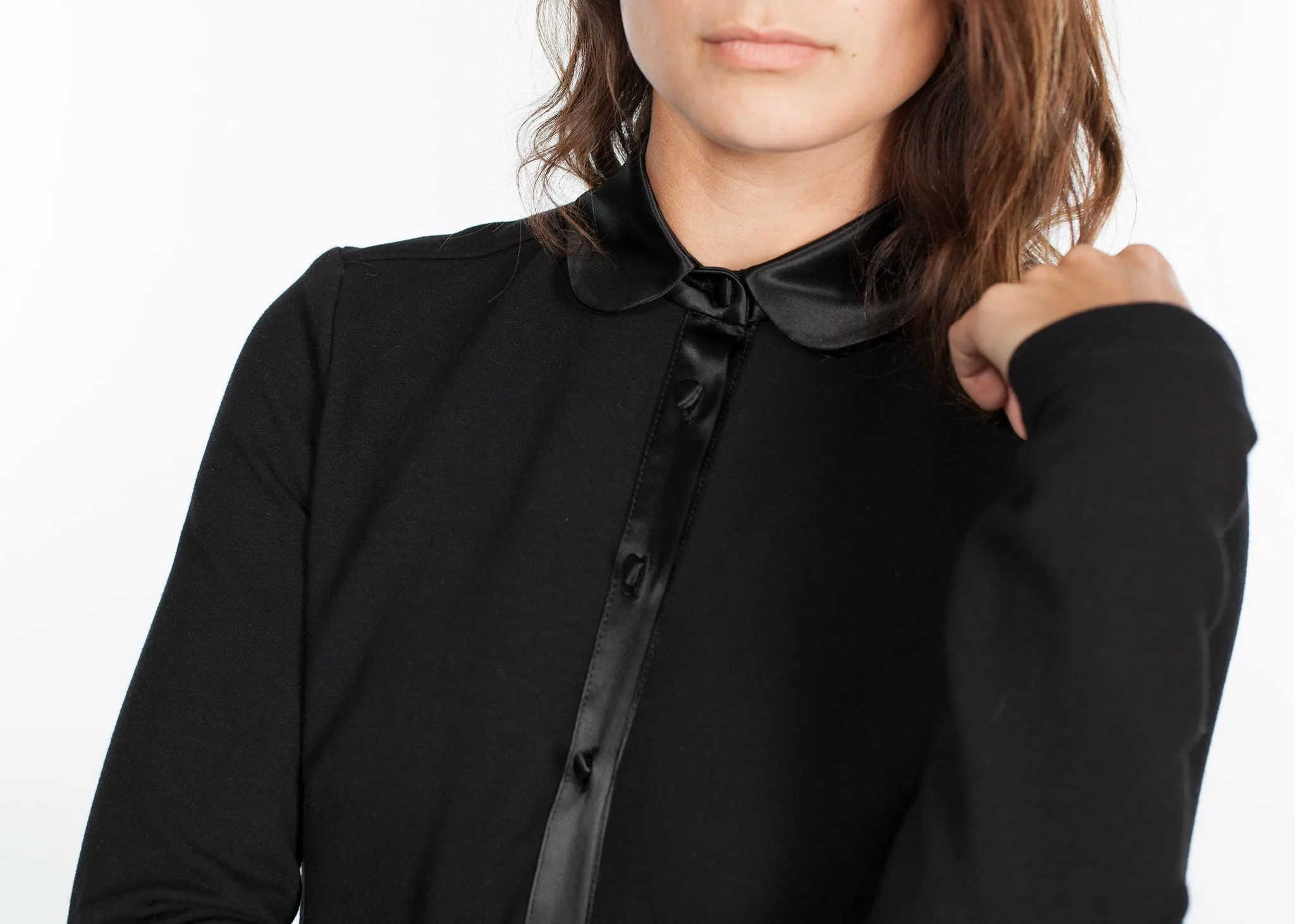 Fleece Jersey Dress in Black -UEB