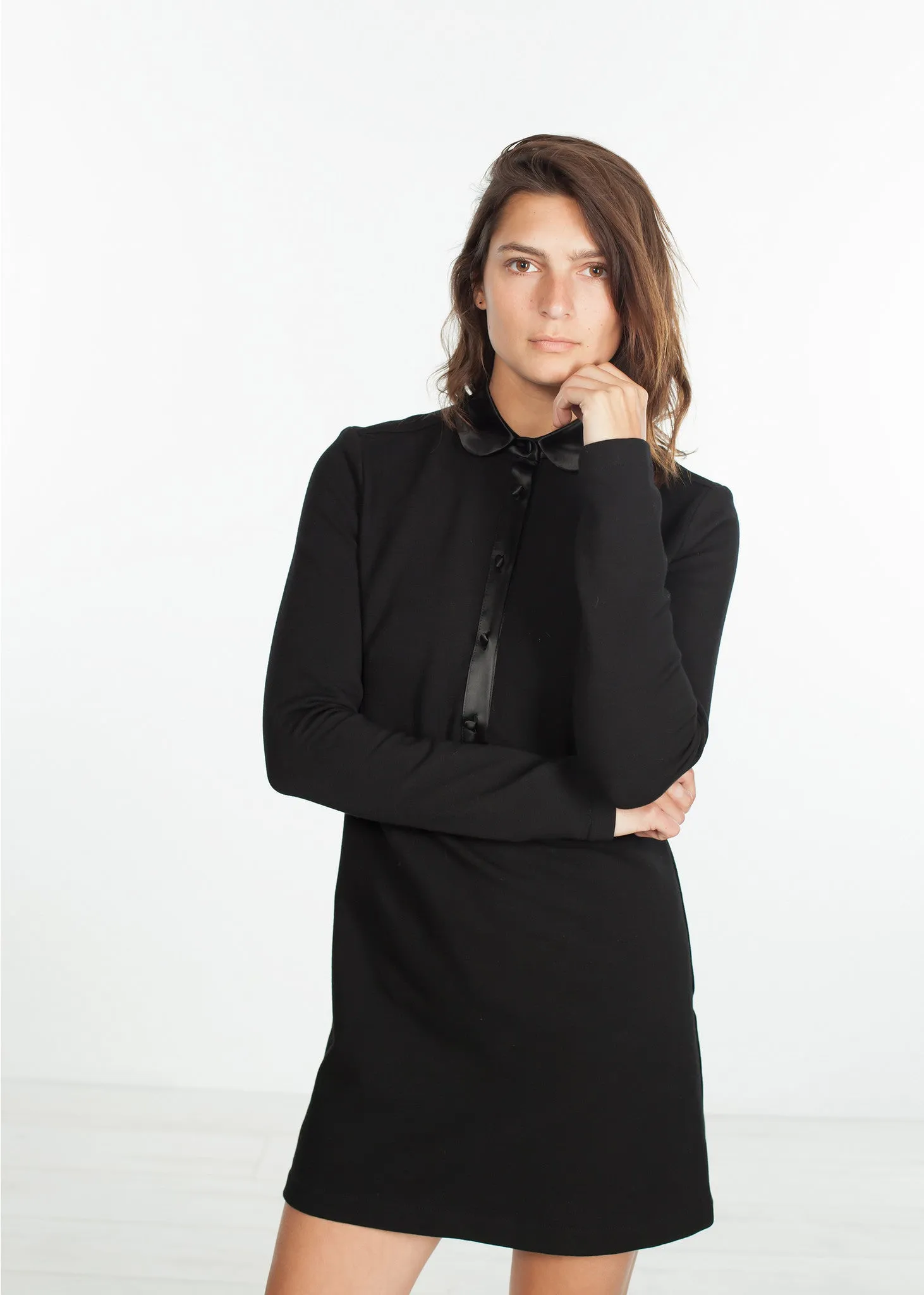 Fleece Jersey Dress in Black -UEB