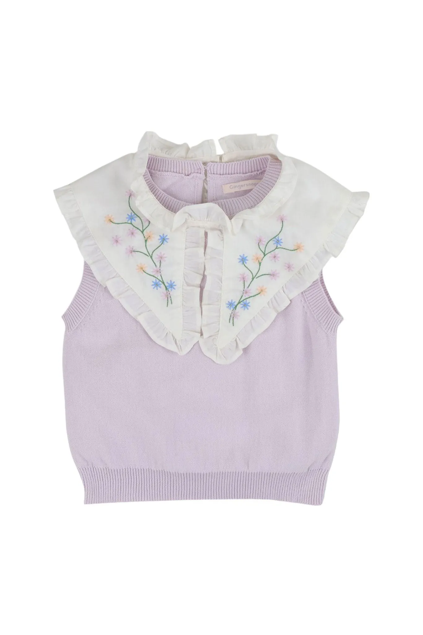 Gingersnaps Knit Top W/Embroidered Collar