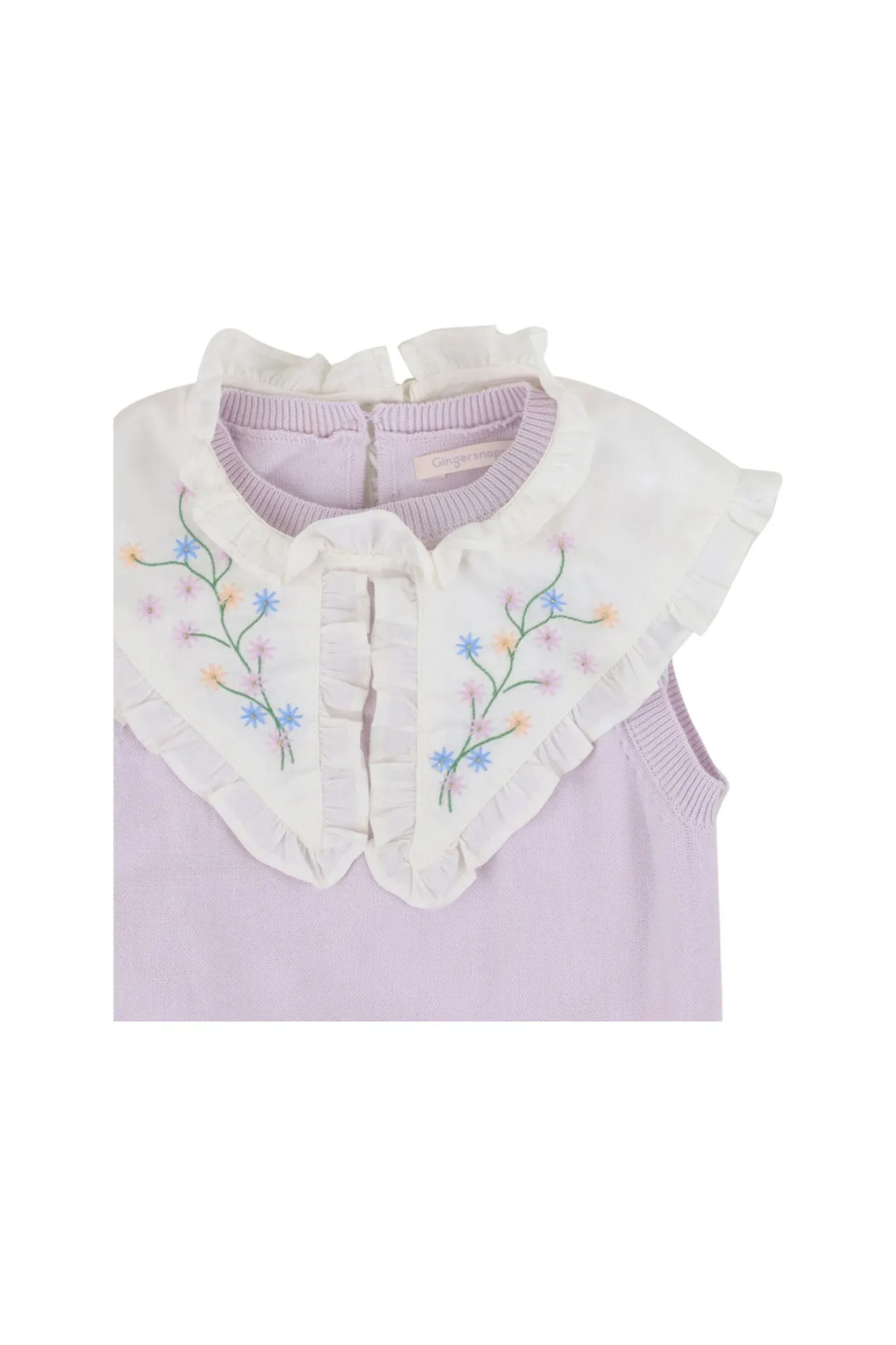 Gingersnaps Knit Top W/Embroidered Collar