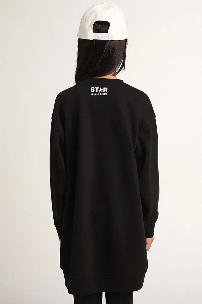 Girls’ black sweatshirt dress with white star