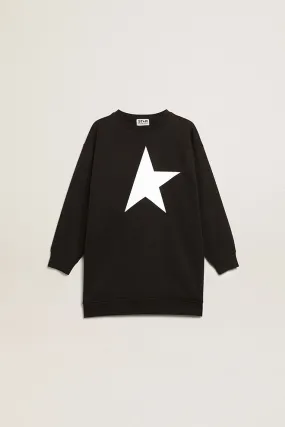 Girls’ black sweatshirt dress with white star