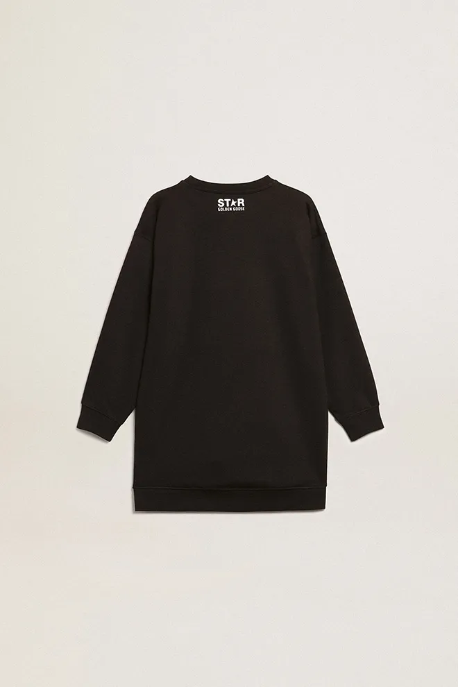Girls’ black sweatshirt dress with white star