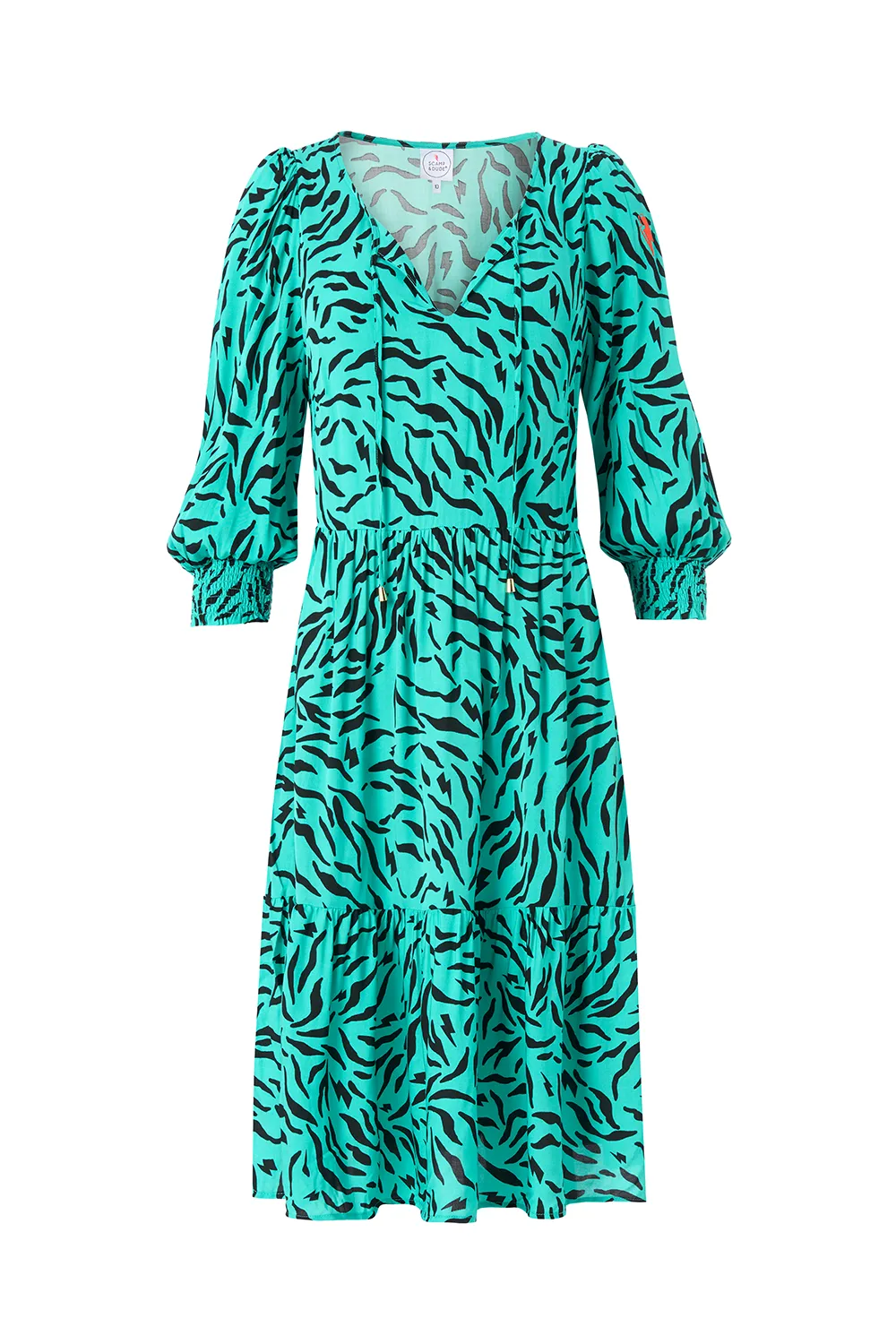 Green with Black Zebra Tie Front Short Dress