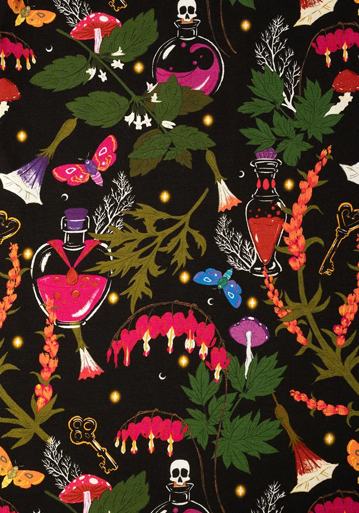 Hallows Potions Print Tiered Hem Cotton Midaxi Dress
