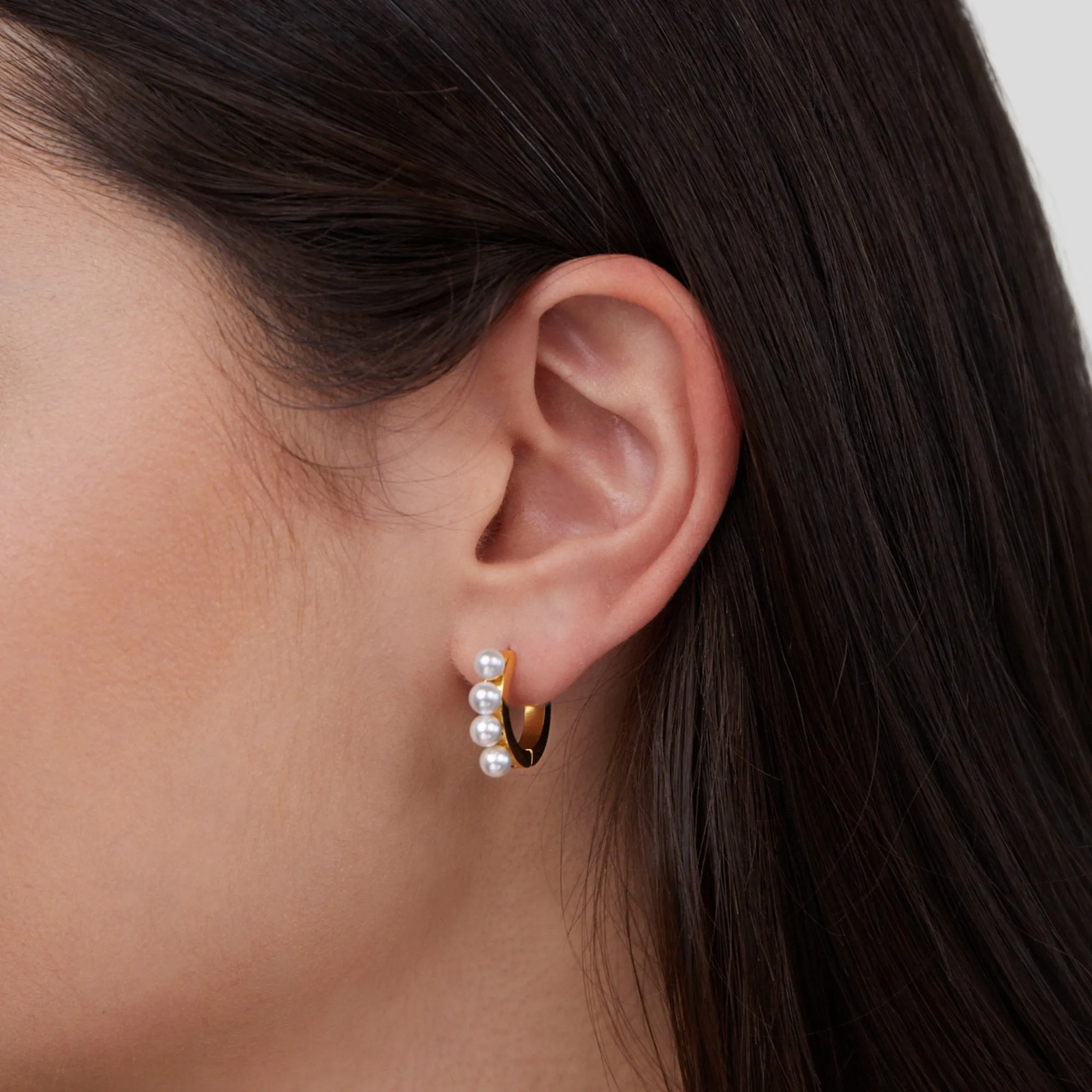 Hazel Pearl Hoop Earrings