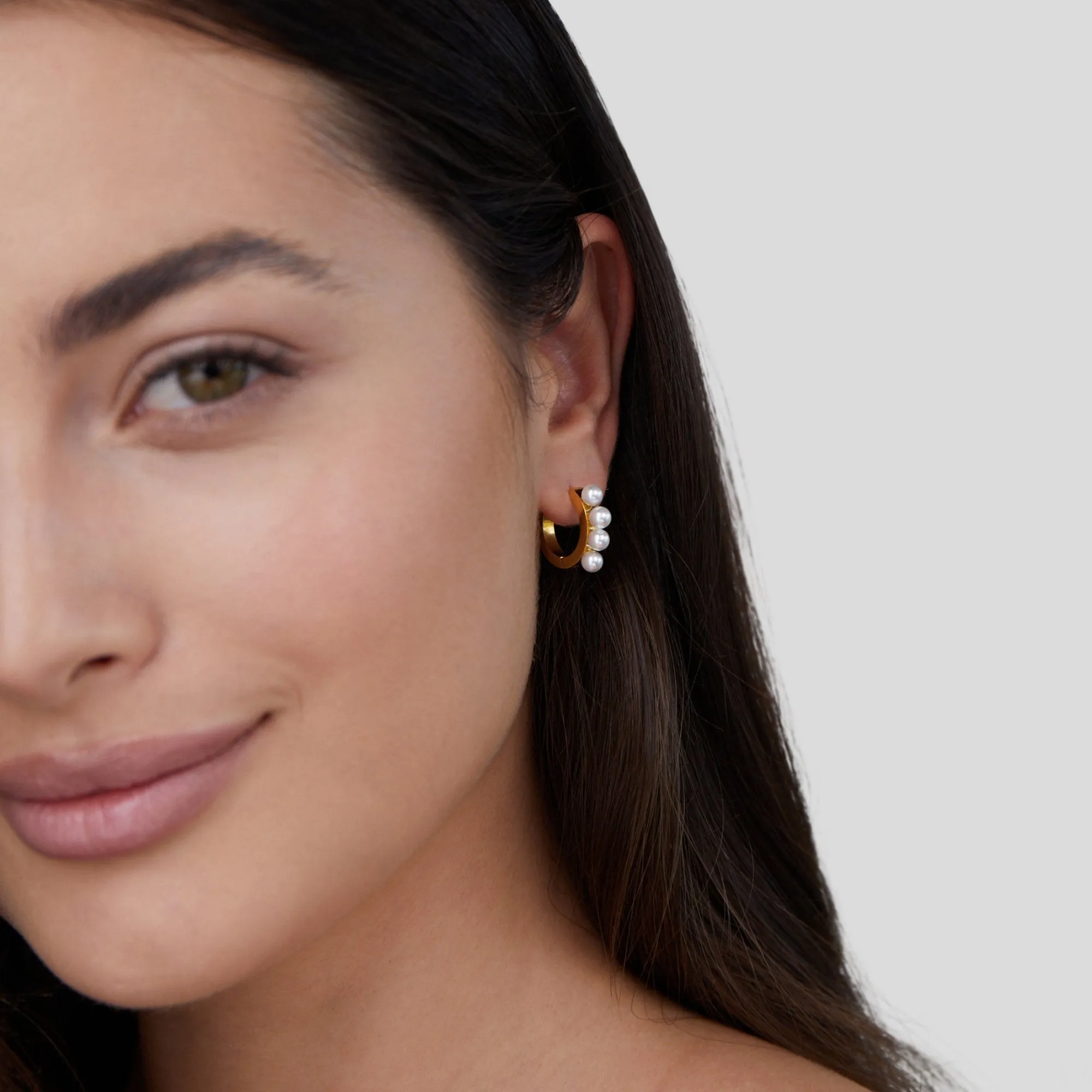 Hazel Pearl Hoop Earrings