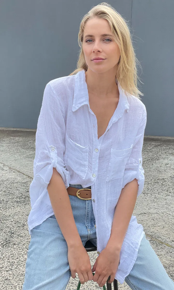 Hoss Linen Safari Shirt - white