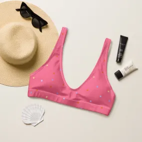 Hot Pink Polka Dot Recycled Padded Bikini Bra Top