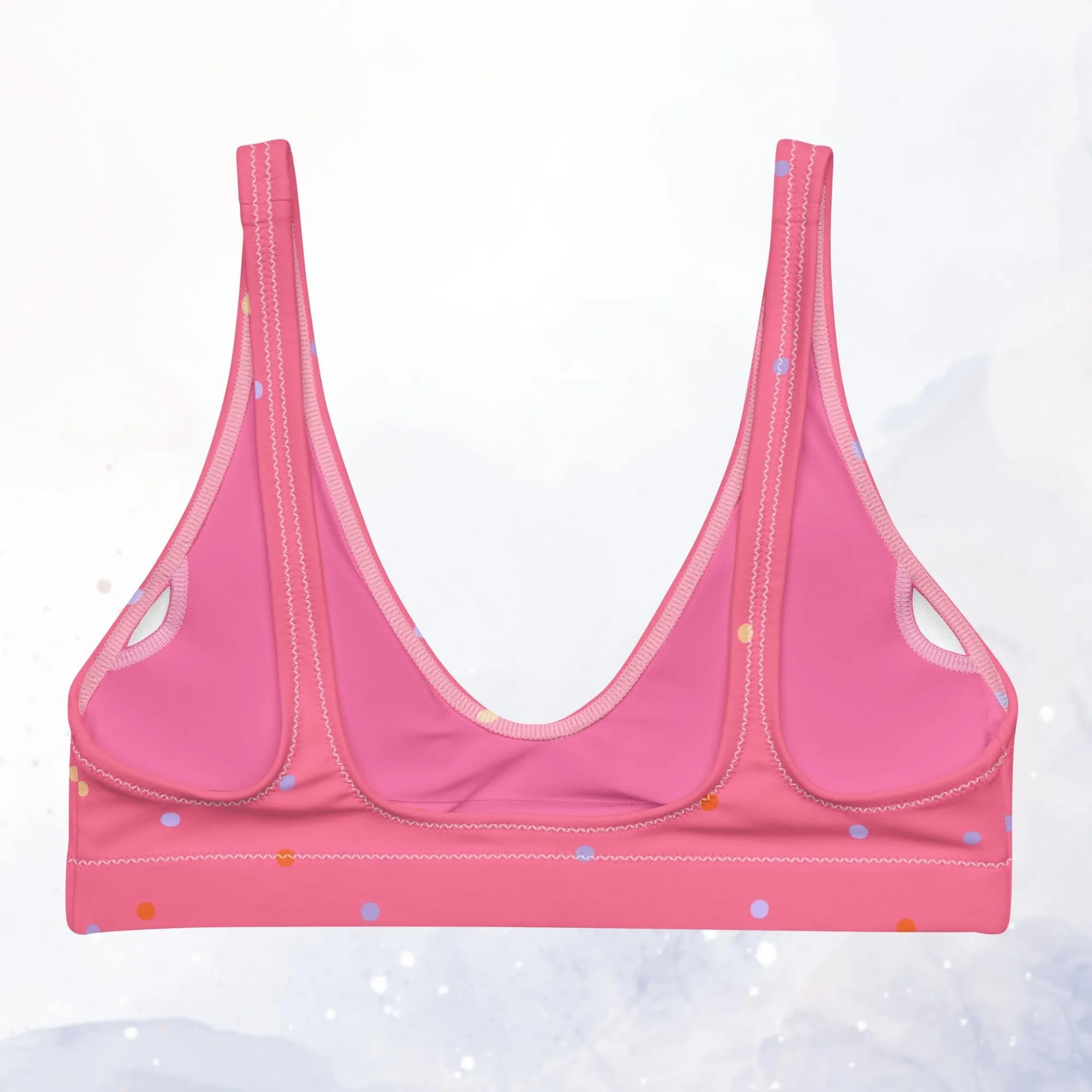 Hot Pink Polka Dot Recycled Padded Bikini Bra Top