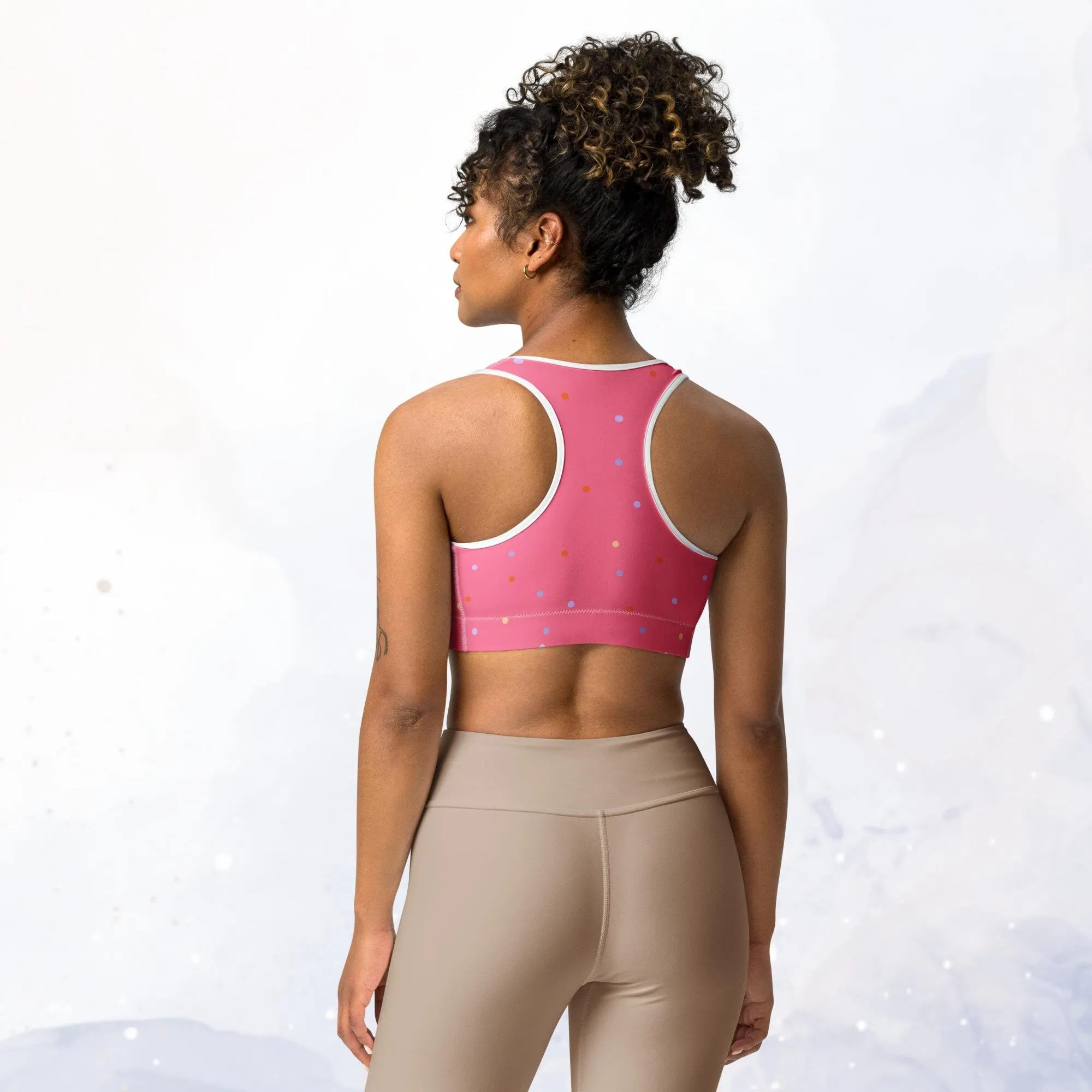 Hot Pink Polka Dot Sports Bra or Swim Top