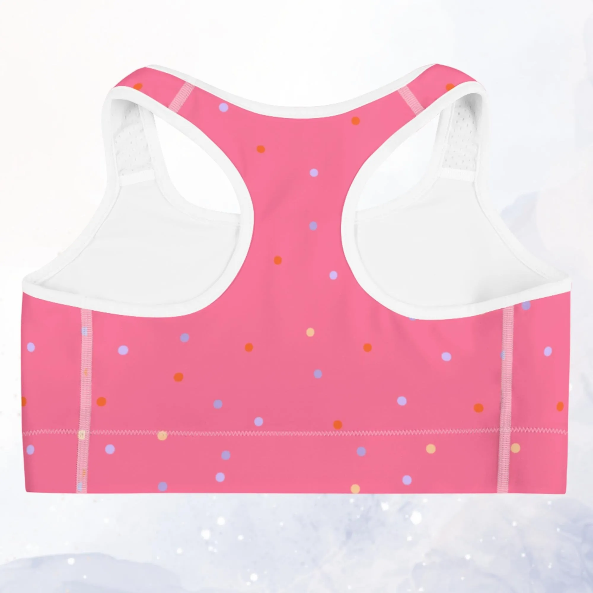 Hot Pink Polka Dot Sports Bra or Swim Top