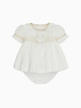 Ivory Santina Smock Ceremony Baby Girl Set