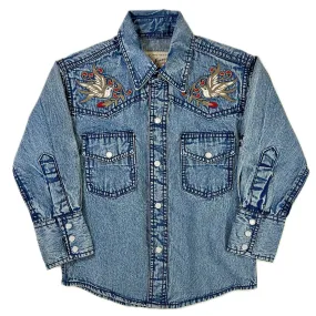 Kid's Flying Swallows Embroidered Denim Western Shirt