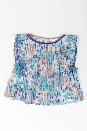 Kids Top Blouse Amber Pleated - Sky Blue Marigold