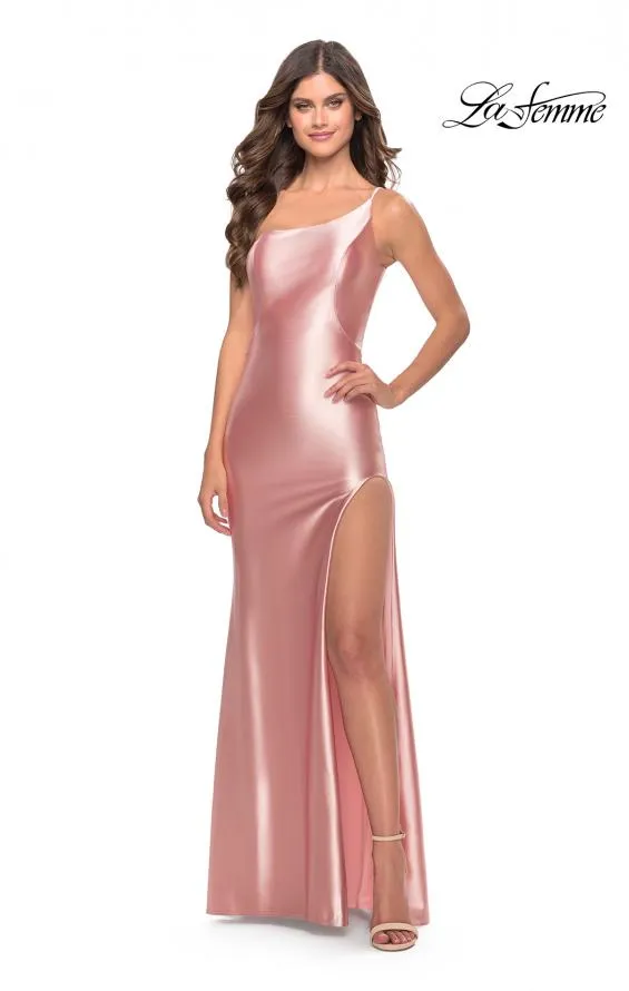 La Femme 31391 One Shoulder Liquid Jersey Gown