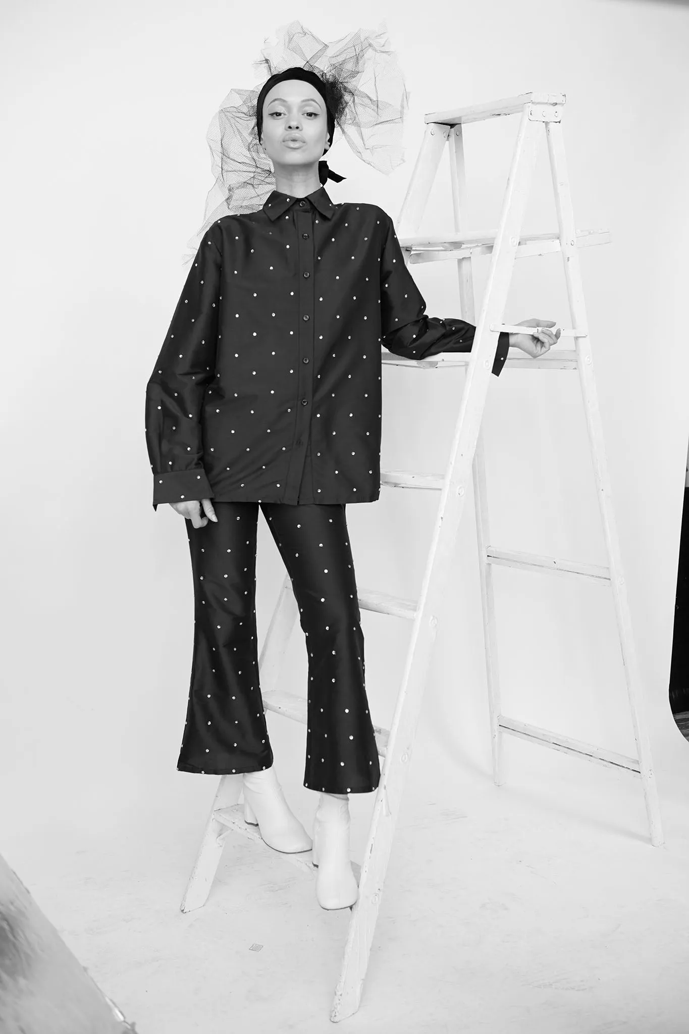 Lawyer Pant in Black Rhinestone