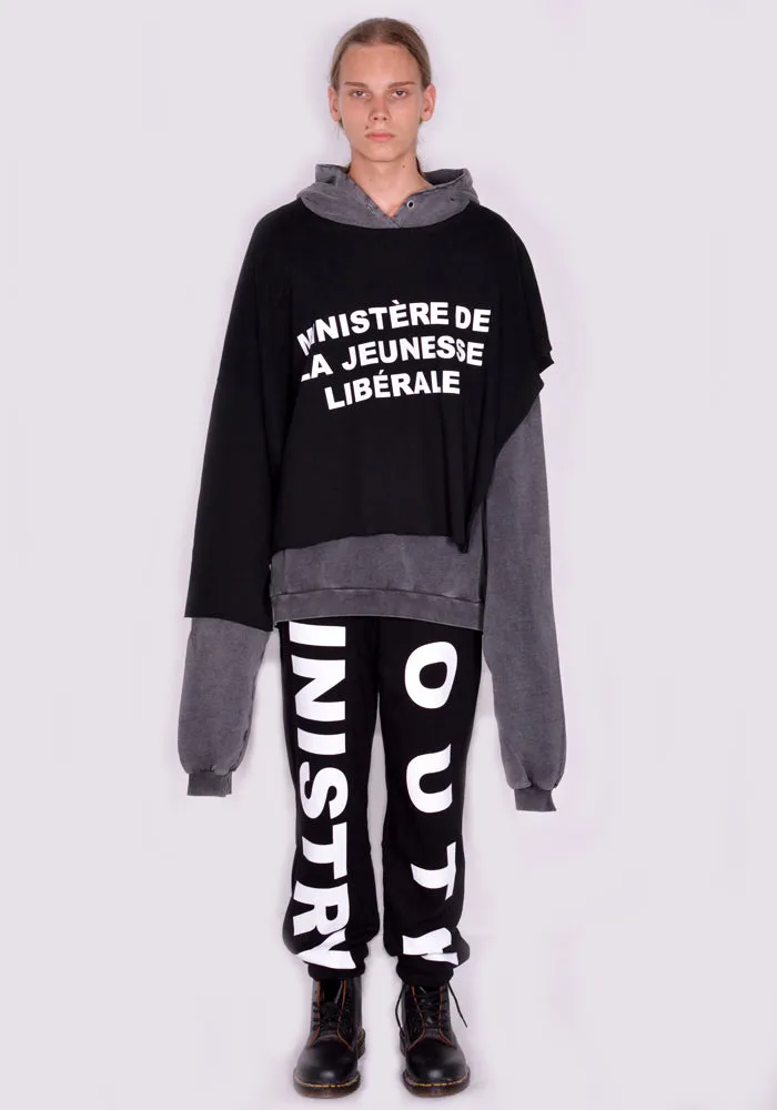 LIBERAL YOUTH MINISTRY LYM04T211 OVERLAYED SWEATHOODIE GREY/BLACK