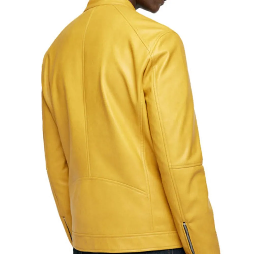 Mens Raised Collar Yellow Jacket