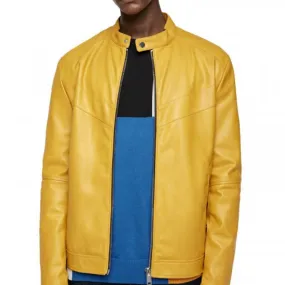 Mens Raised Collar Yellow Jacket