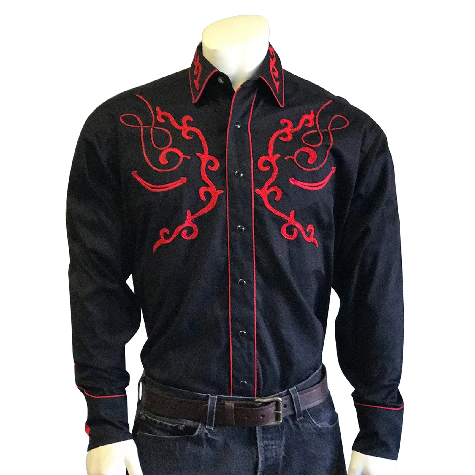 Men's Sugar Skulls Vintage Embroidered Western Shirt