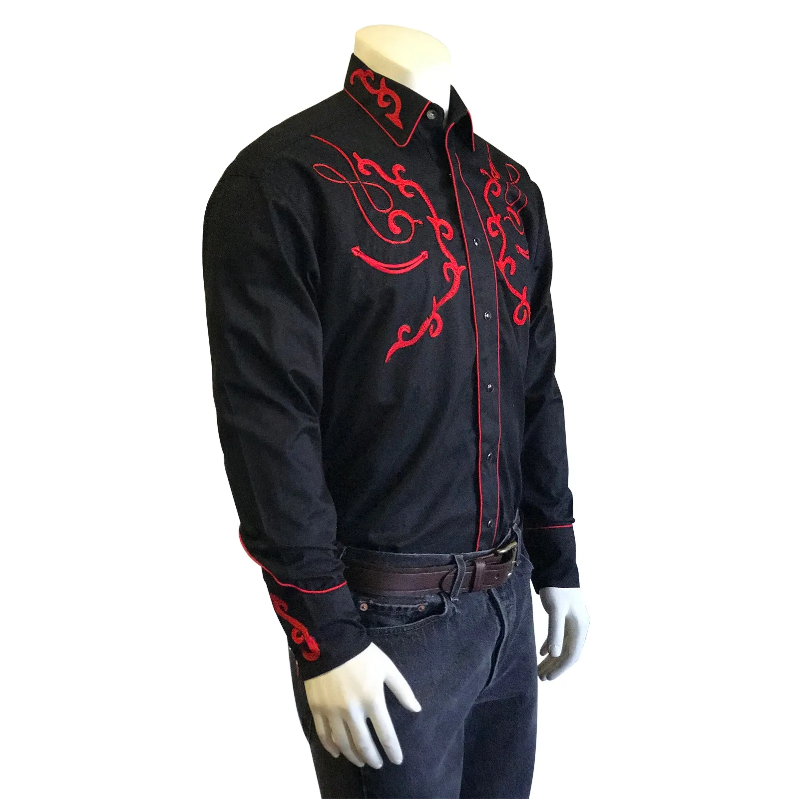 Men's Sugar Skulls Vintage Embroidered Western Shirt