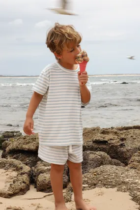 Mini Rib Stripe Shorts (Pale Blue)
