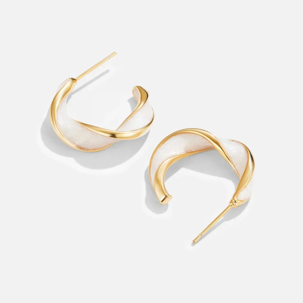 Mother of Pearl Twist Hoop Earrings