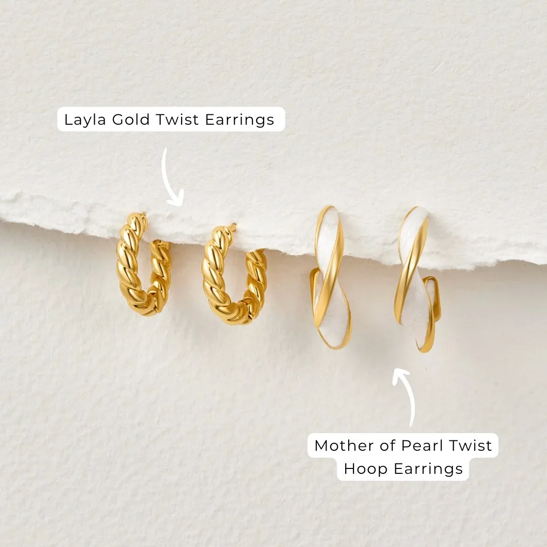 Mother of Pearl Twist Hoop Earrings