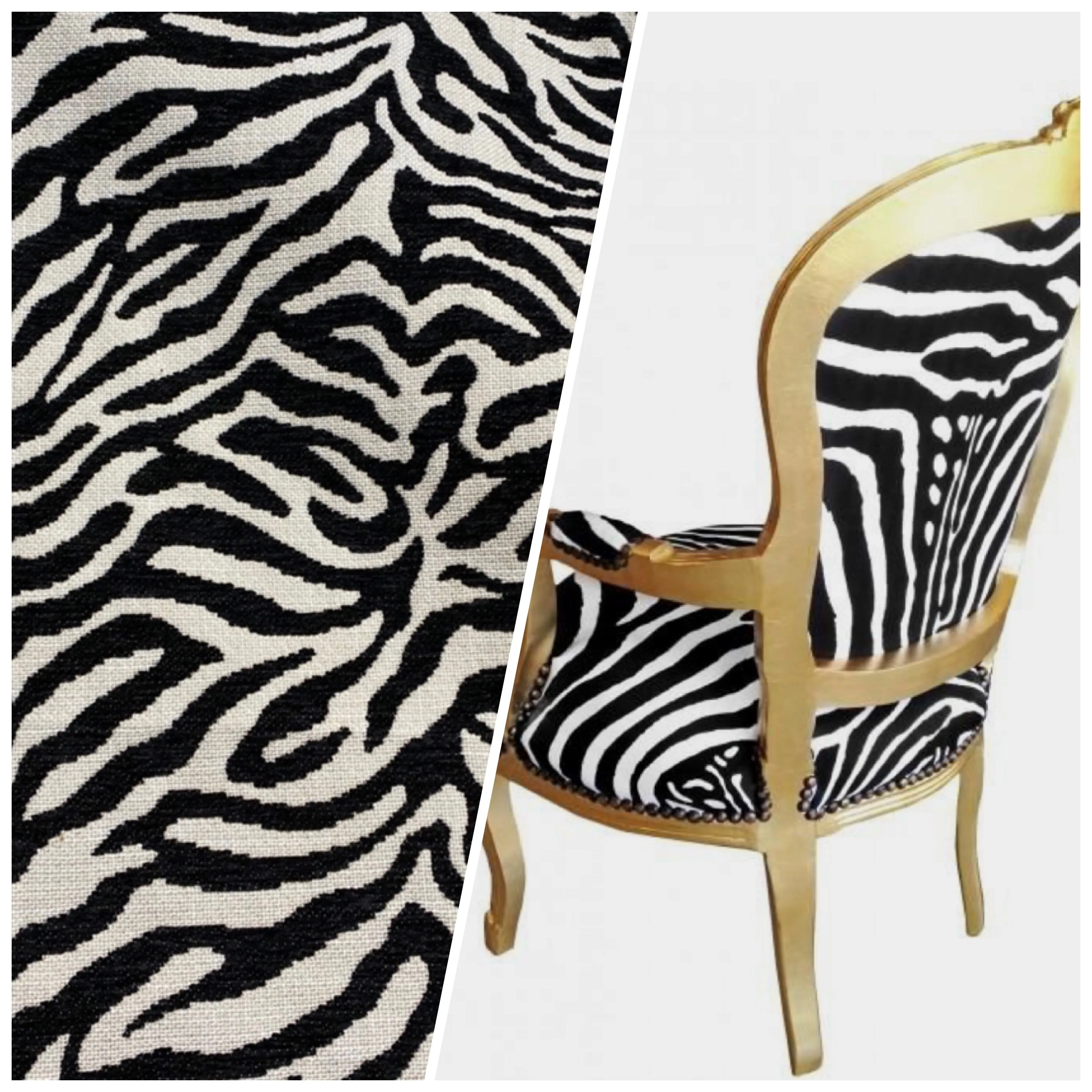 NEW Queen Claudia Designer Upholstery Heavyweight Burnout Zebra Chenille Fabric Black and White