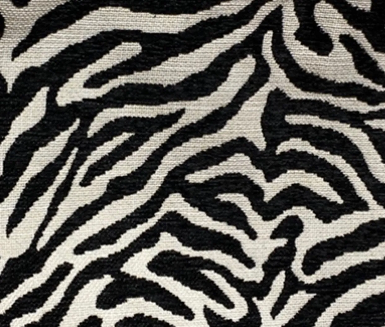 NEW Queen Claudia Designer Upholstery Heavyweight Burnout Zebra Chenille Fabric Black and White