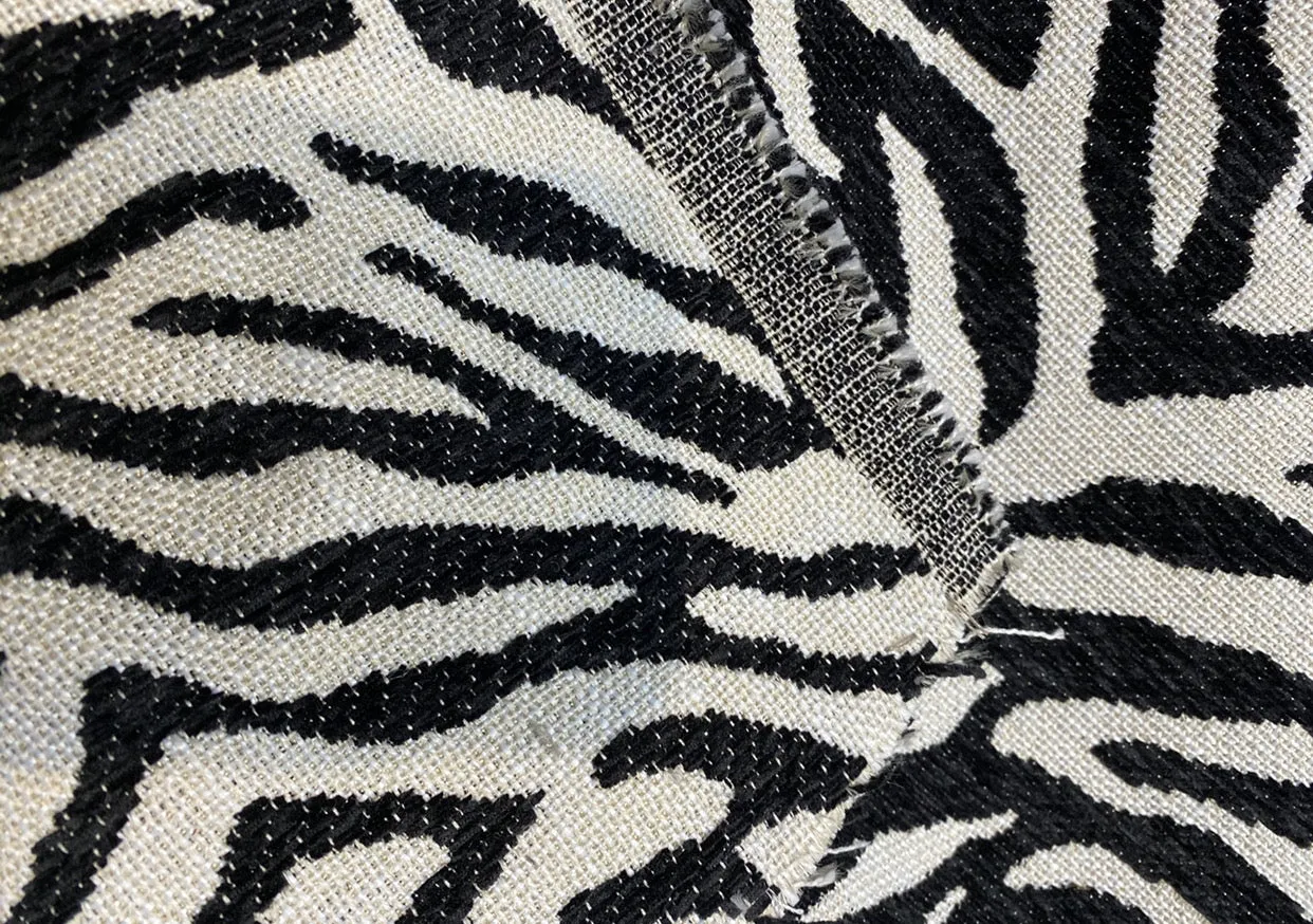 NEW Queen Claudia Designer Upholstery Heavyweight Burnout Zebra Chenille Fabric Black and White