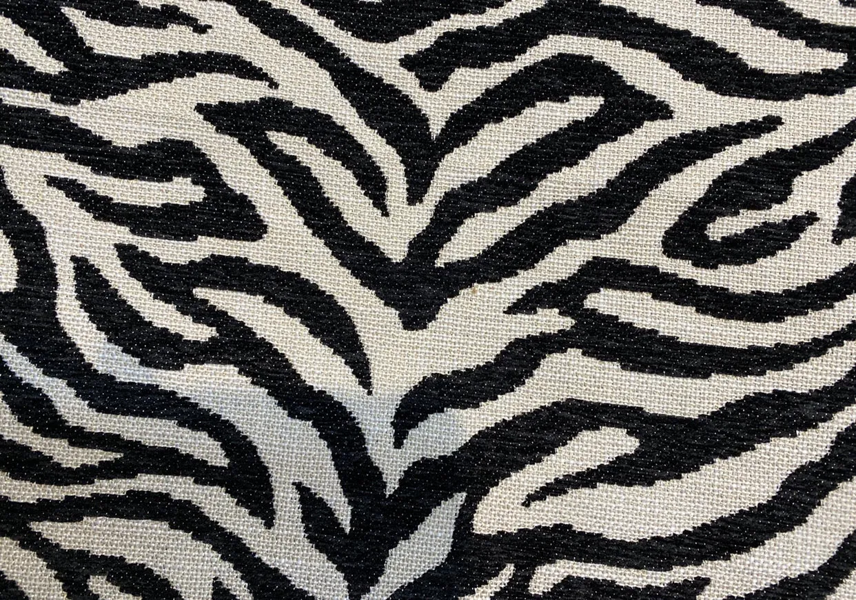 NEW Queen Claudia Designer Upholstery Heavyweight Burnout Zebra Chenille Fabric Black and White