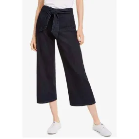 Oat NY Wide-Leg Tie-Waist High Rise Jeans Dark Rinse