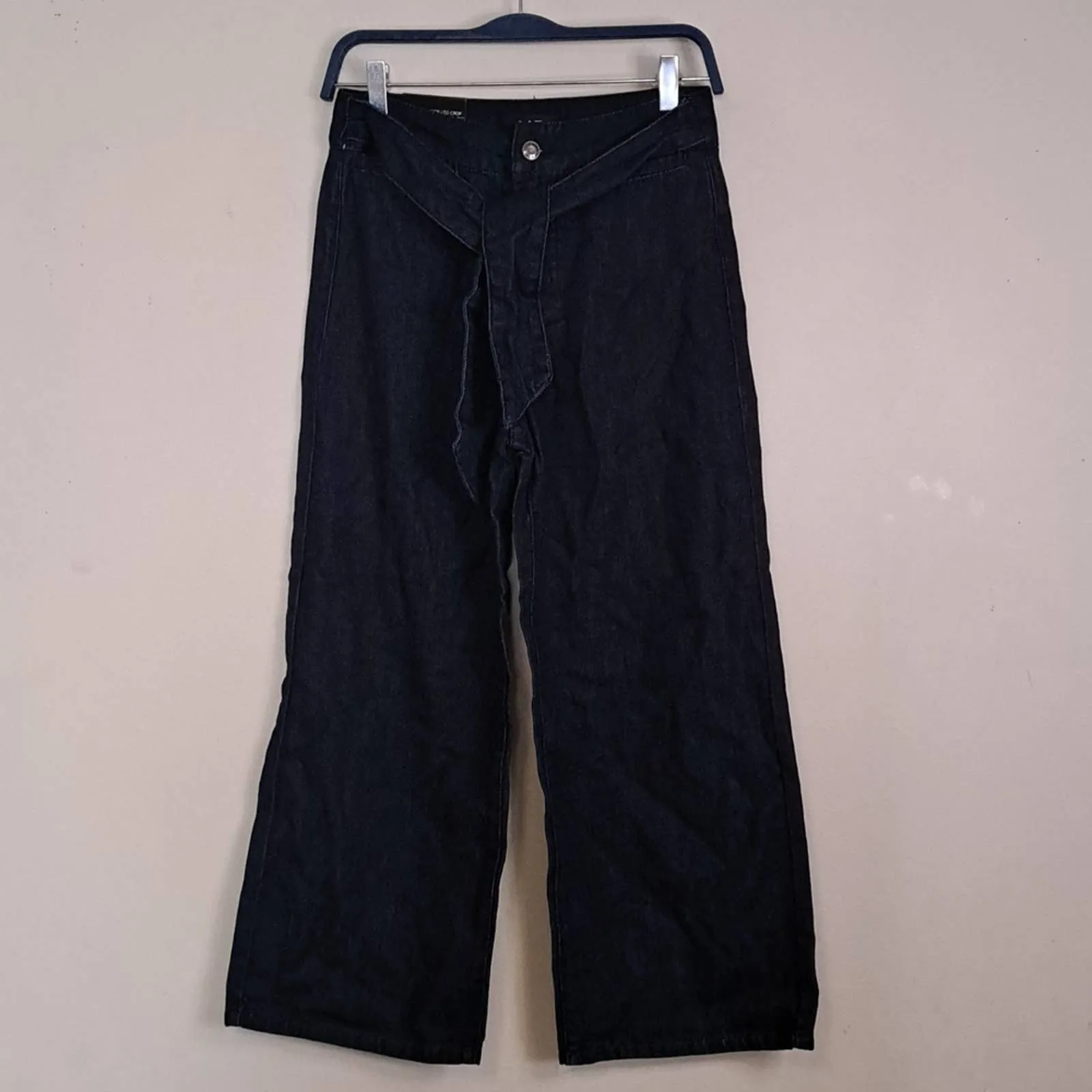 Oat NY Wide-Leg Tie-Waist High Rise Jeans Dark Rinse