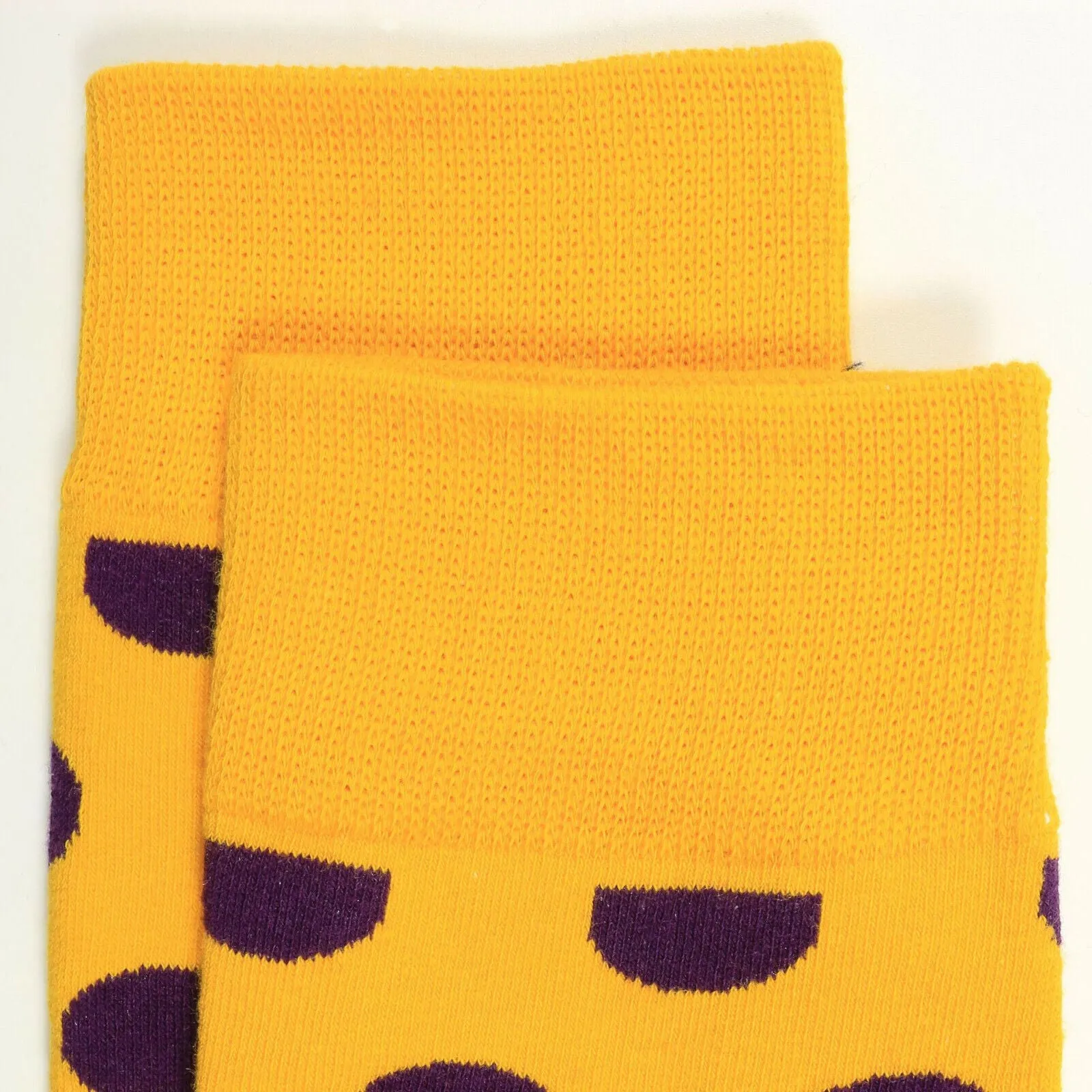 Orange (Gold Yellow) with Black Polka Dots Socks from the Sock Panda (Adult Large - Men's Shoe Sizes 8-12)