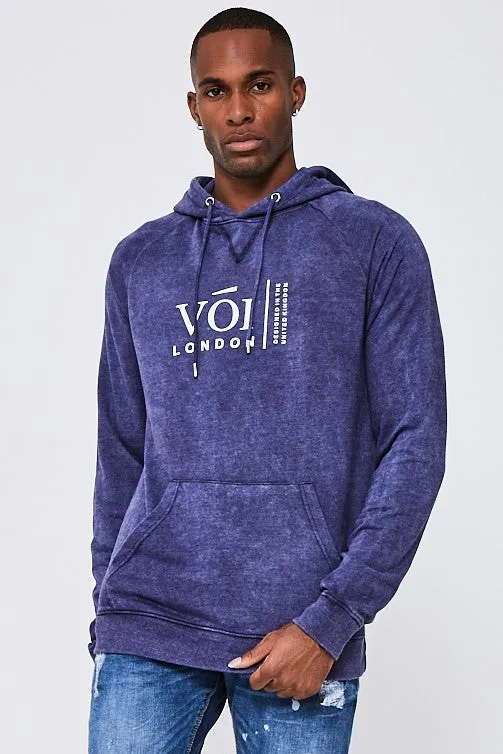 Queensway Acidwash Hoodie- Navy